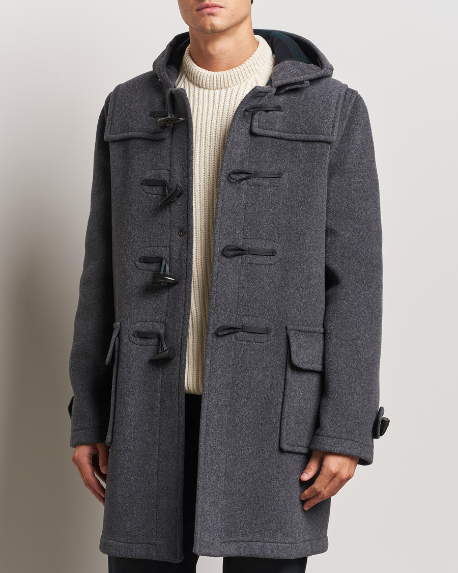 Uomini | Giacche | Gloverall | Morris Duffle Coat Grey/Blackwatch
