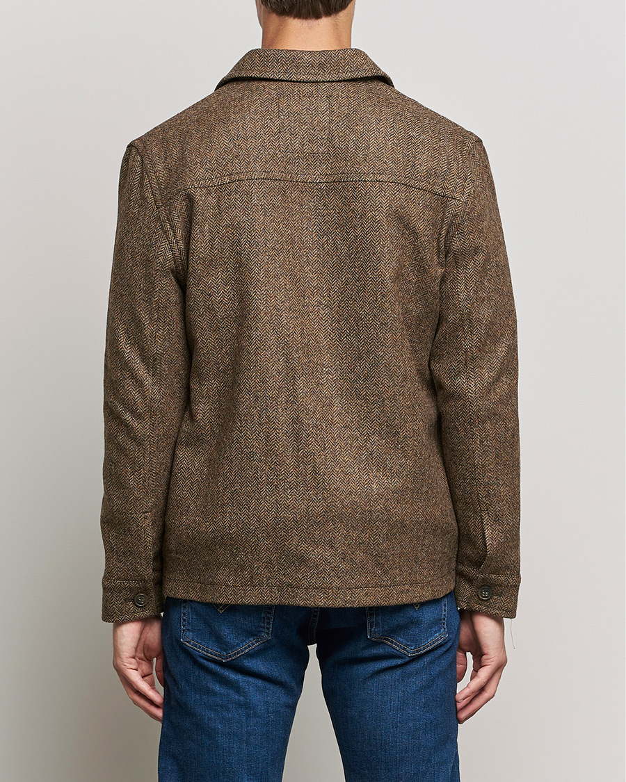 Uomini | Giacche | Gloverall | Walter Herringbone Wool Shirt Jacket Tan