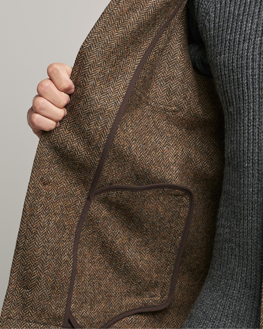 Uomini | Giacche | Gloverall | Walter Herringbone Wool Shirt Jacket Tan