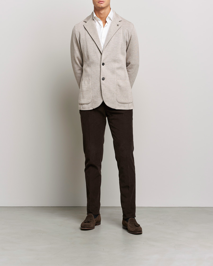 Uomini | Blazers | Lardini | Knitted Wool Blazer Beige