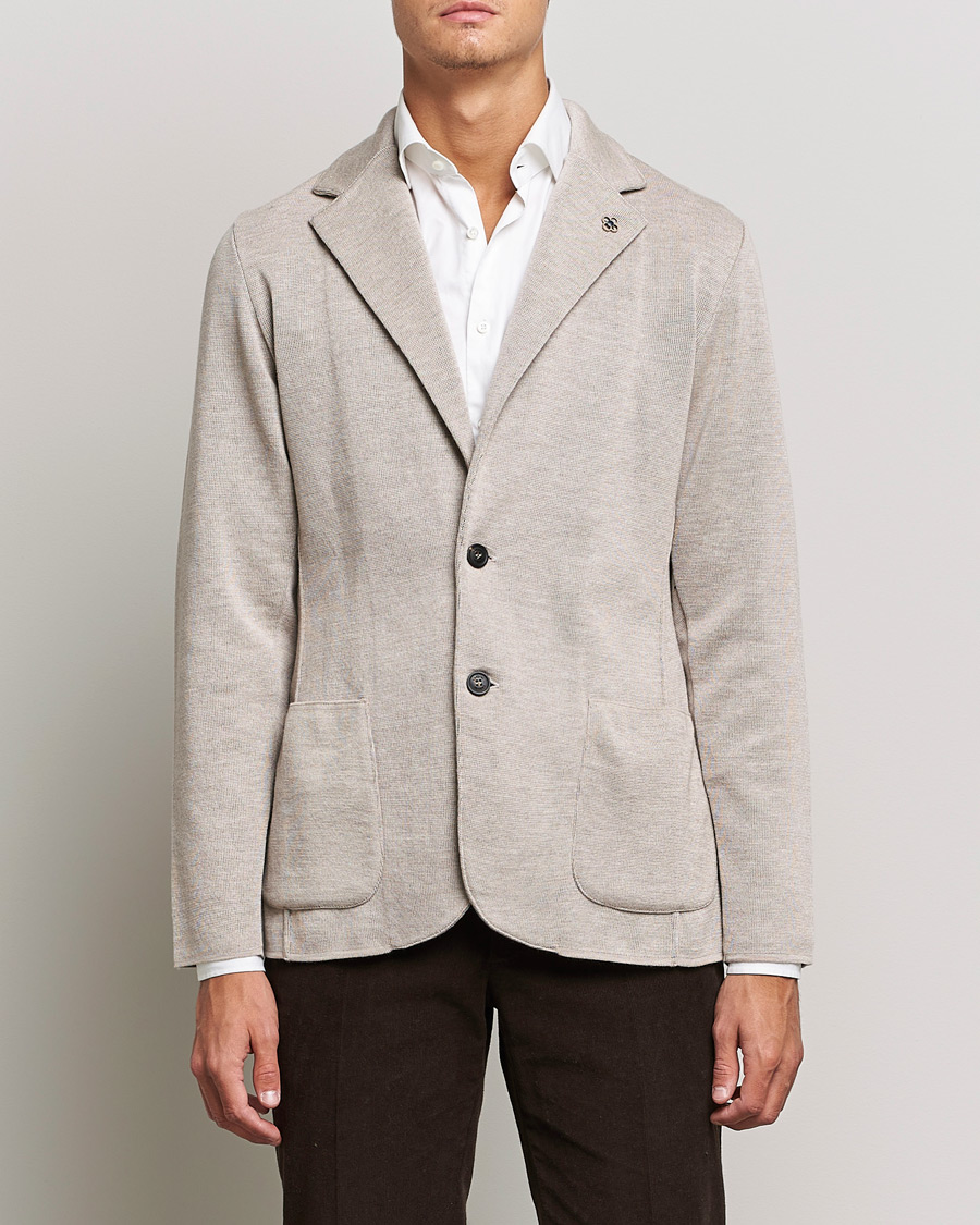 Uomini | Blazers | Lardini | Knitted Wool Blazer Beige