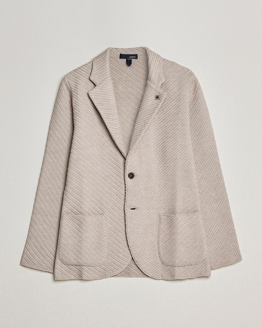Uomini | Blazers | Lardini | Structured Knitted Wool Blazer Beige