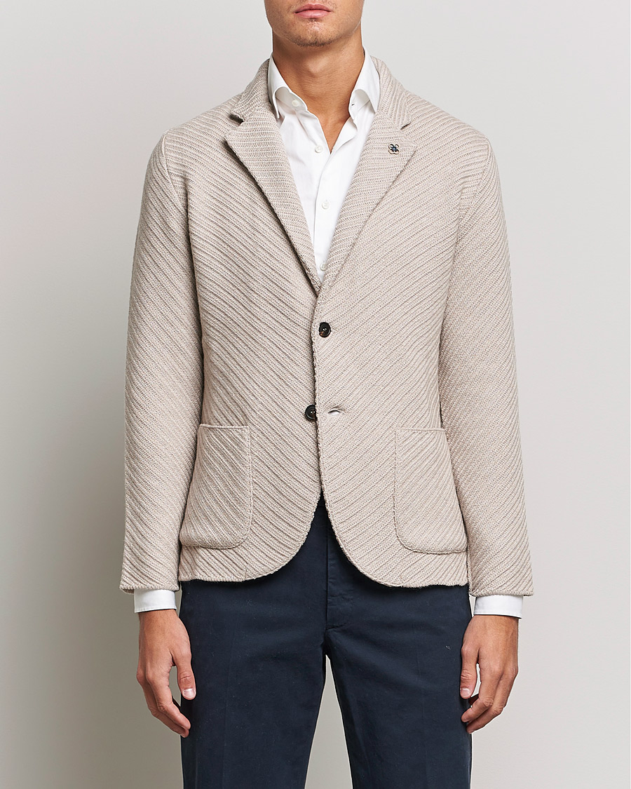 Uomini | Blazers | Lardini | Structured Knitted Wool Blazer Beige