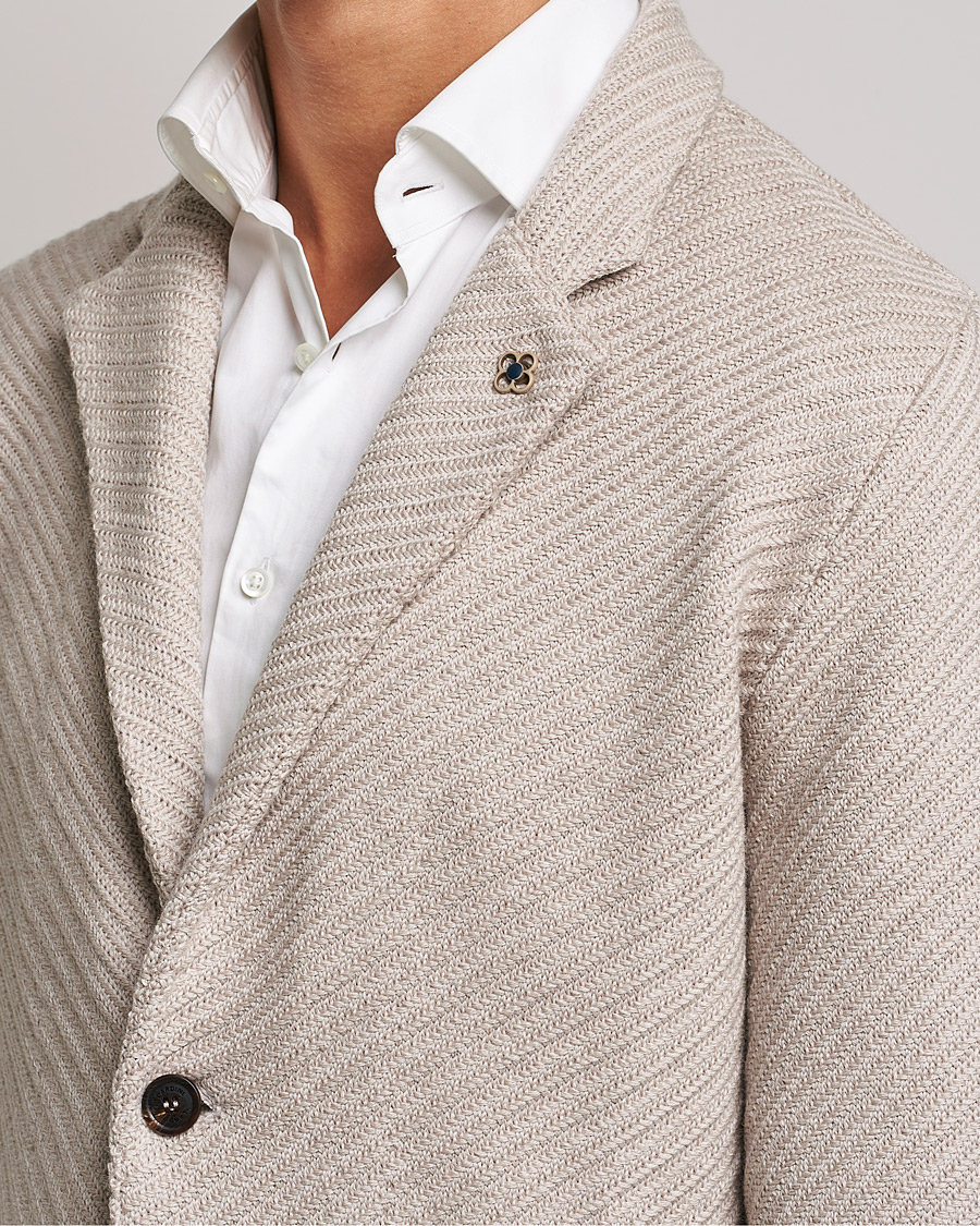 Uomini | Blazers | Lardini | Structured Knitted Wool Blazer Beige