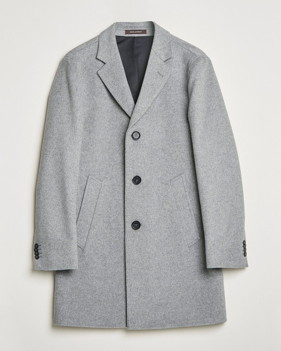 Uomini | Giacche | Oscar Jacobson | Storvik Wool/Cashmere Coat Light Grey