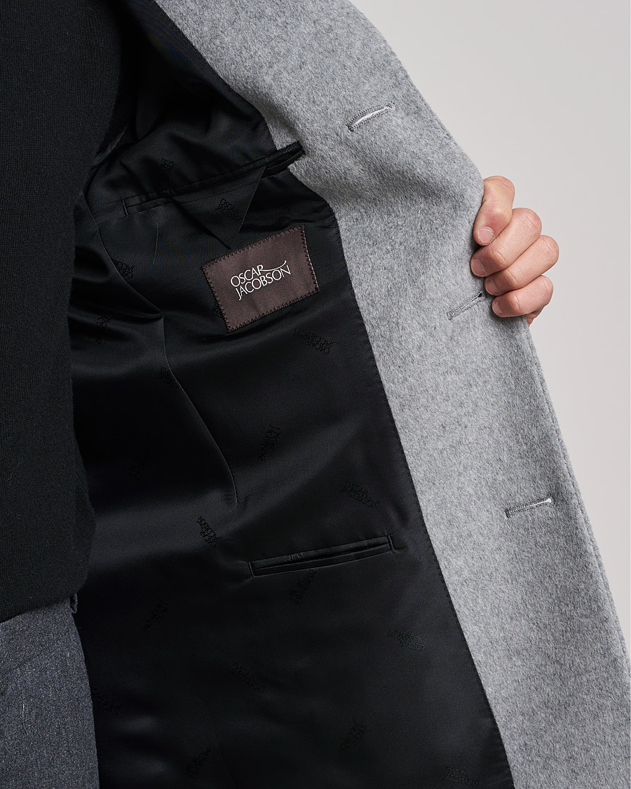 Uomini | Giacche | Oscar Jacobson | Storvik Wool/Cashmere Coat Light Grey