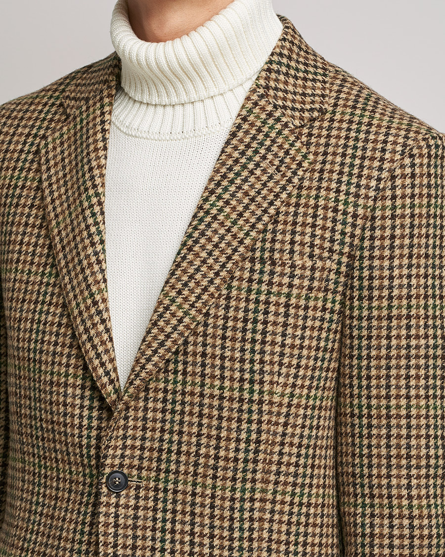 Uomini | Blazers | Oscar Jacobson | Freeman Moon Houndstooth Tweed Blazer Beige