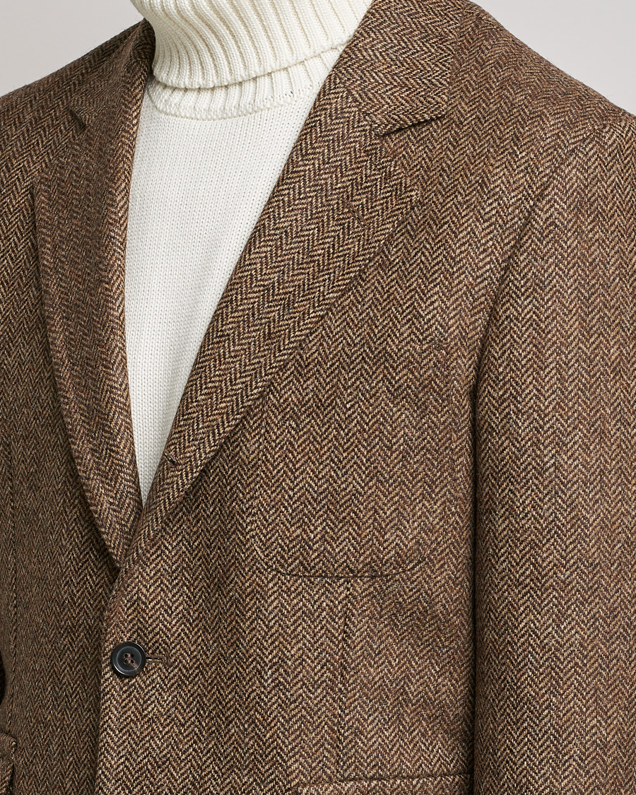 Uomini | Blazers | Oscar Jacobson | Fares Moon Herringbone Tweed Blazer Brown