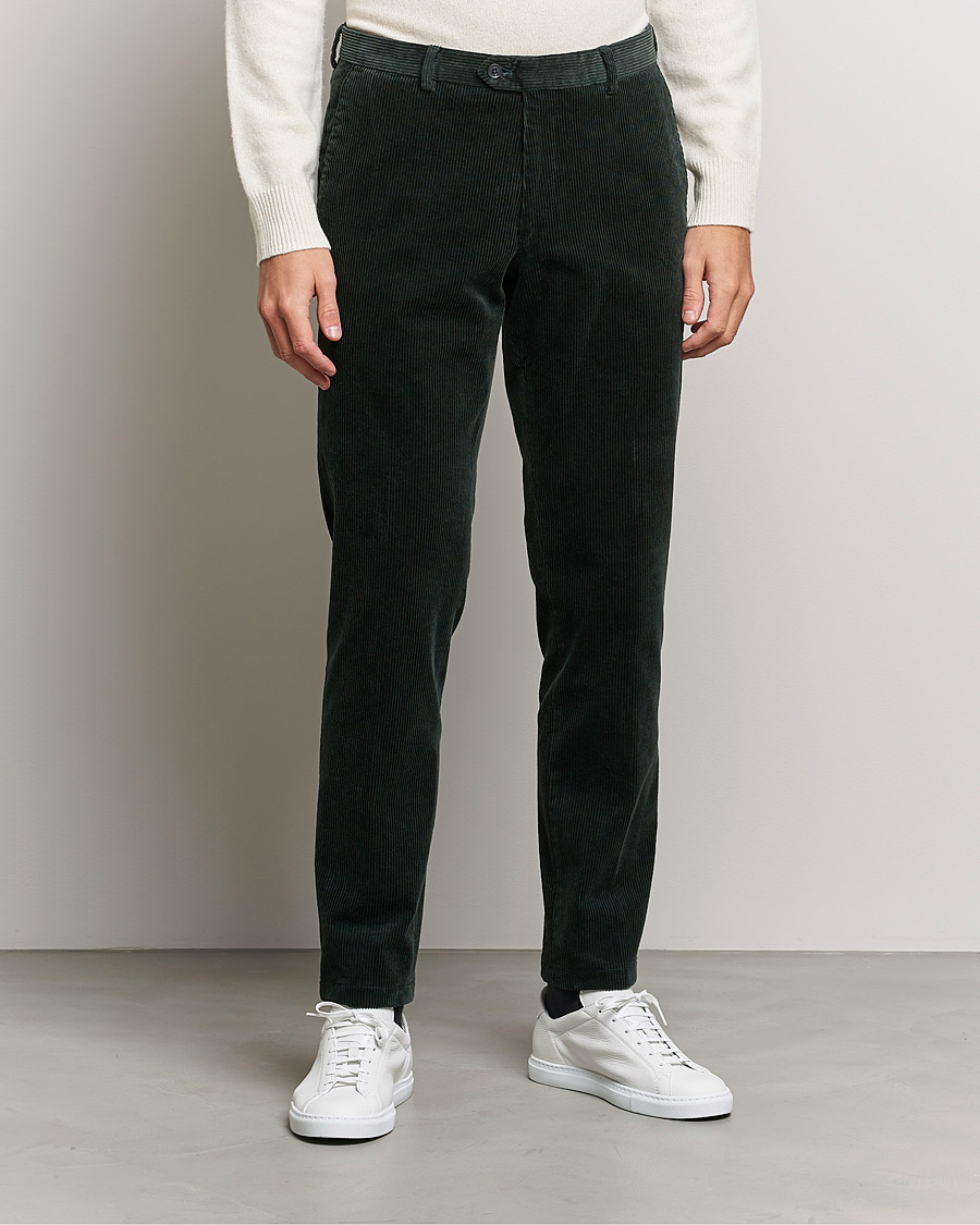 Uomini | Pantaloni | Oscar Jacobson | Denz Corduroy Trousers Bottle Green