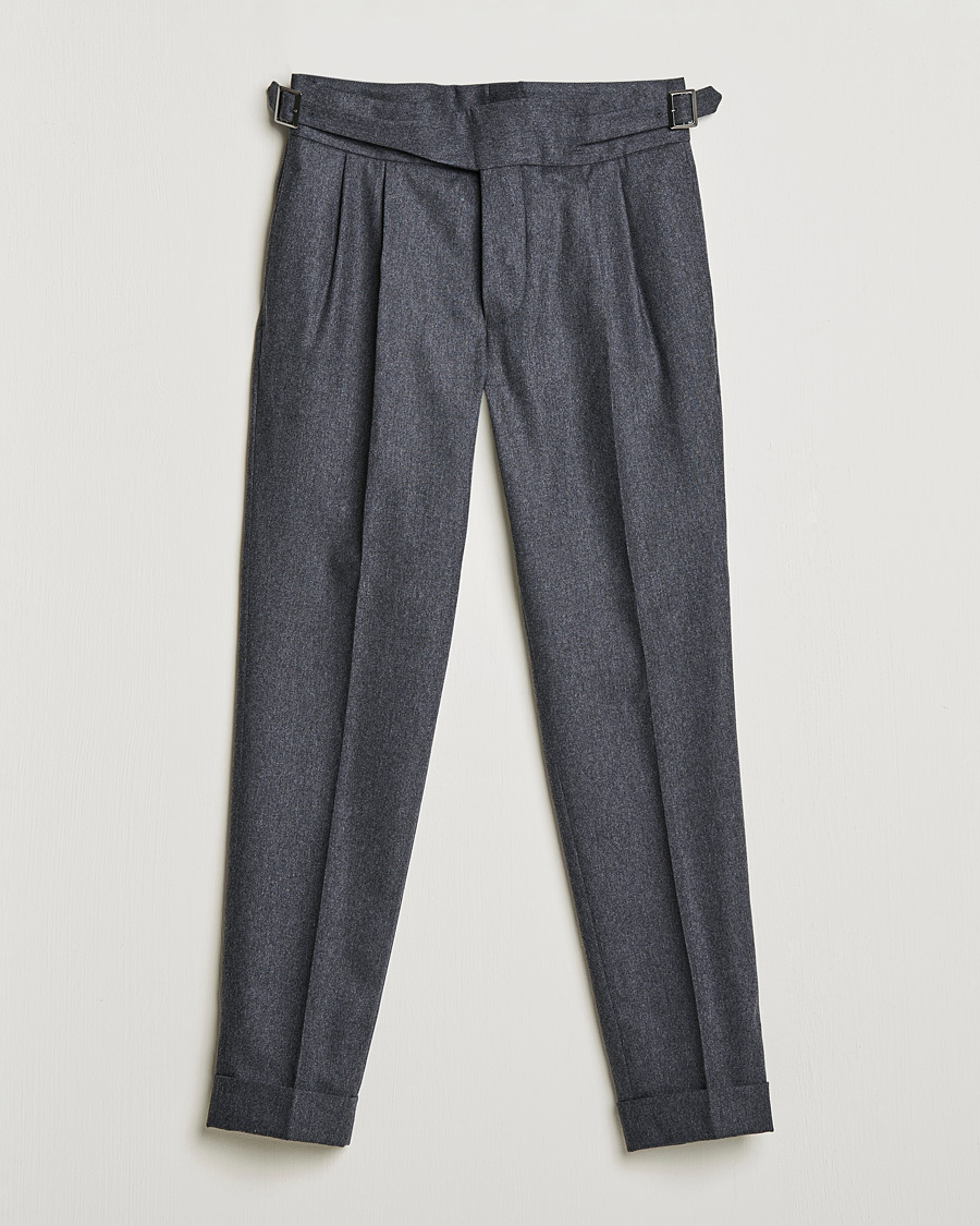 Uomini | Pantaloni | Oscar Jacobson | Gurkha Flannel Trousers Charcoal