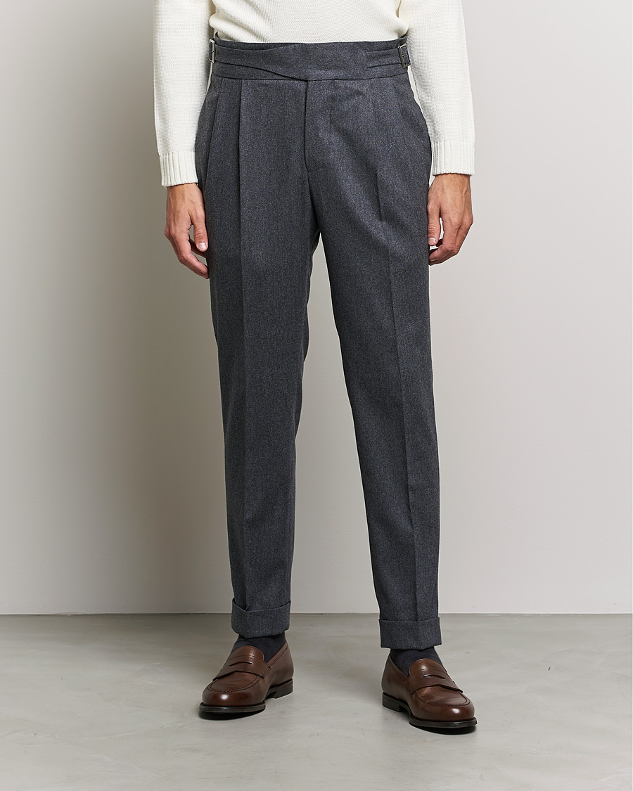 Uomini | Pantaloni | Oscar Jacobson | Gurkha Flannel Trousers Charcoal