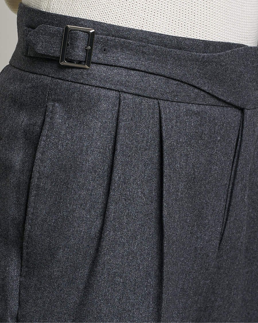 Uomini | Pantaloni | Oscar Jacobson | Gurkha Flannel Trousers Charcoal