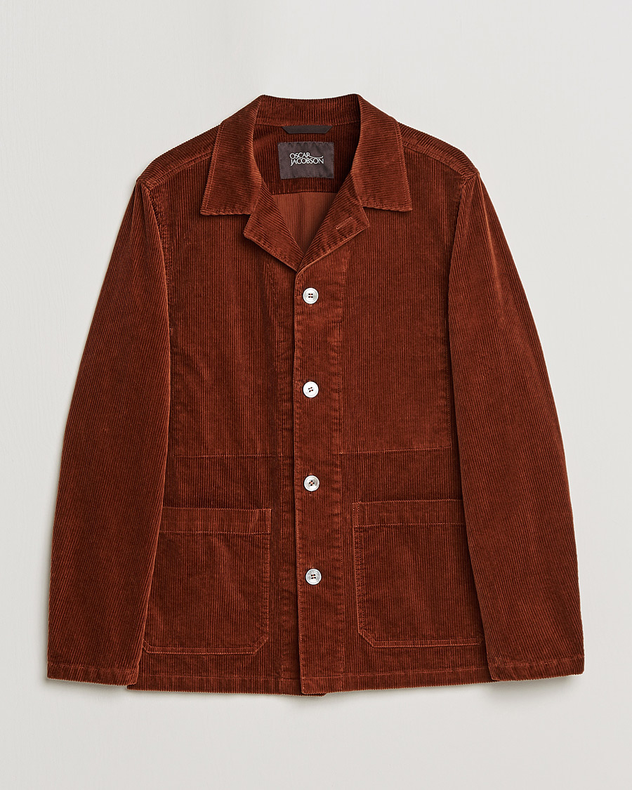 Uomini | Camicie | Oscar Jacobson | Hampus Corduroy Shirt Jacket Orange