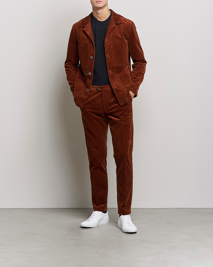 Uomini | Camicie | Oscar Jacobson | Hampus Corduroy Shirt Jacket Orange