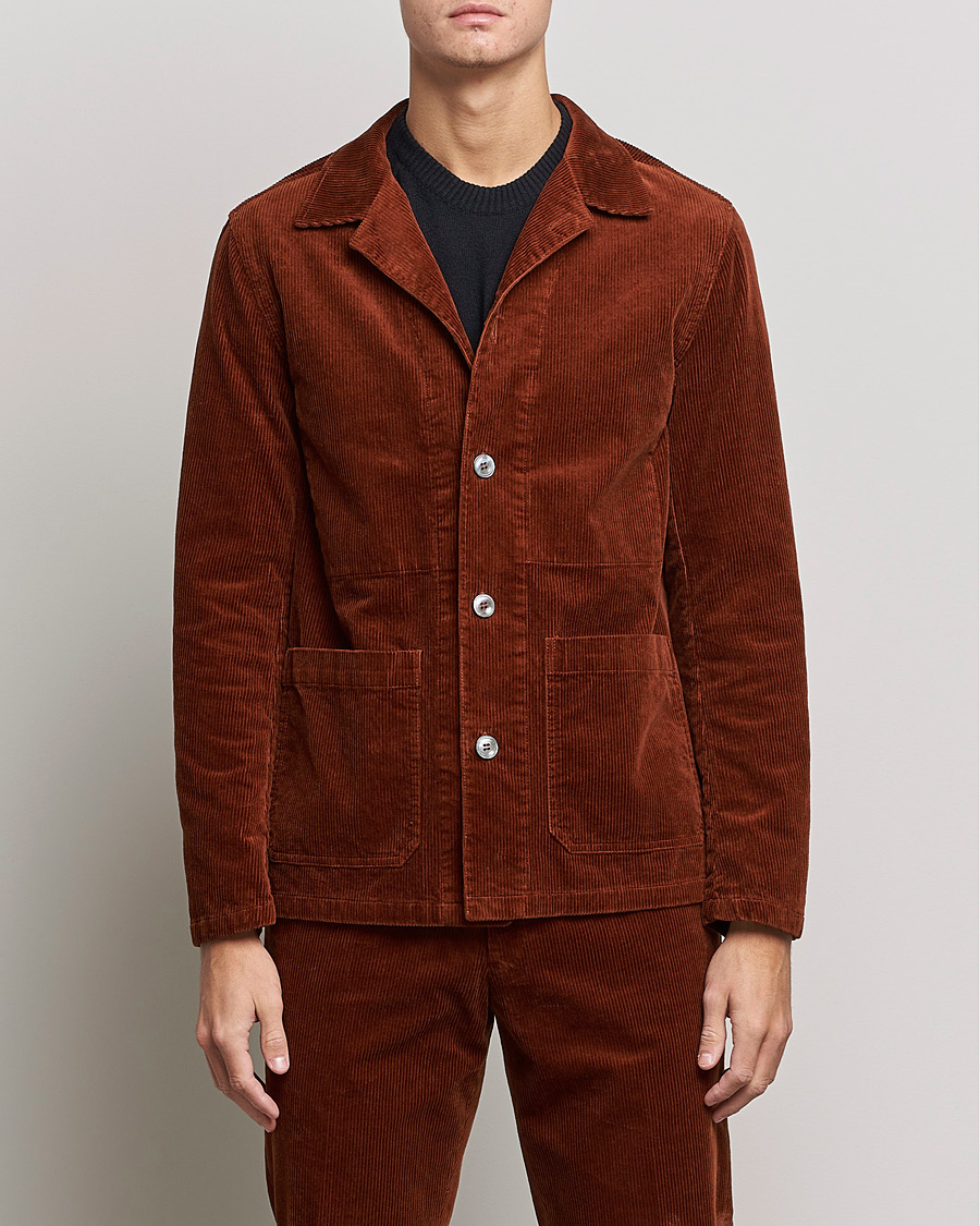 Uomini | Camicie | Oscar Jacobson | Hampus Corduroy Shirt Jacket Orange
