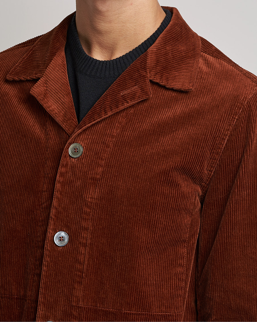 Uomini | Camicie | Oscar Jacobson | Hampus Corduroy Shirt Jacket Orange