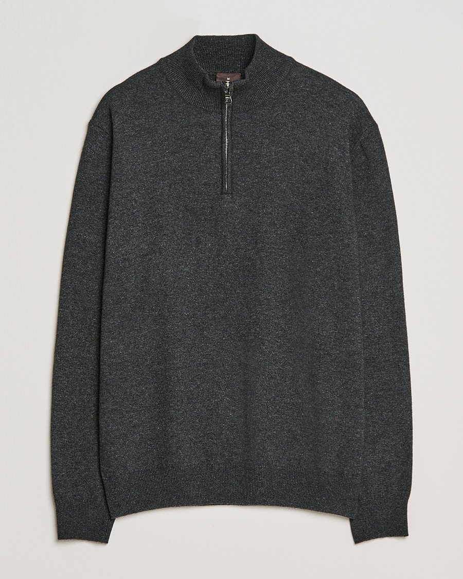 Uomini | Maglieria | Oscar Jacobson | Patton Wool/Cashmere Half Zip Charcoal