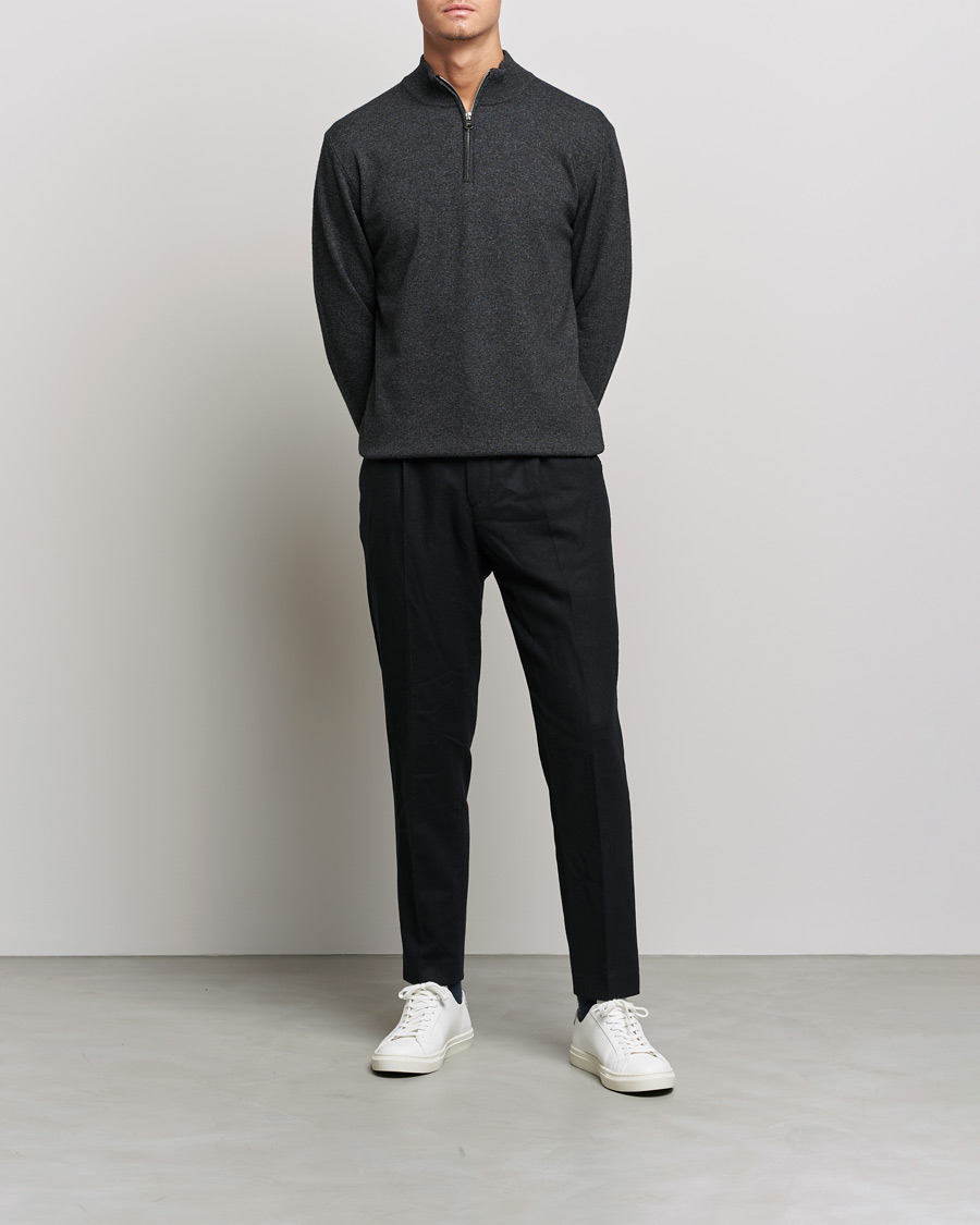 Uomini | Maglieria | Oscar Jacobson | Patton Wool/Cashmere Half Zip Charcoal