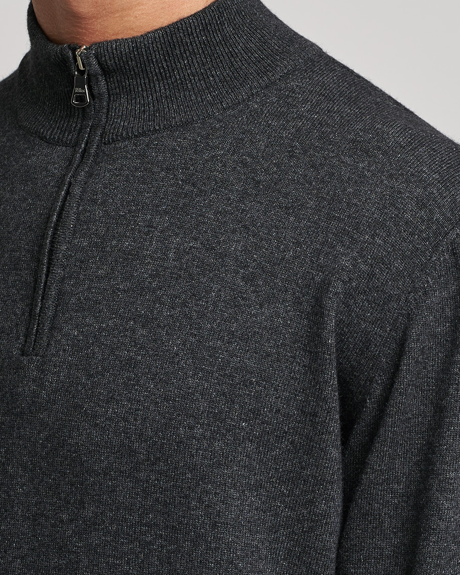 Uomini | Maglieria | Oscar Jacobson | Patton Wool/Cashmere Half Zip Charcoal