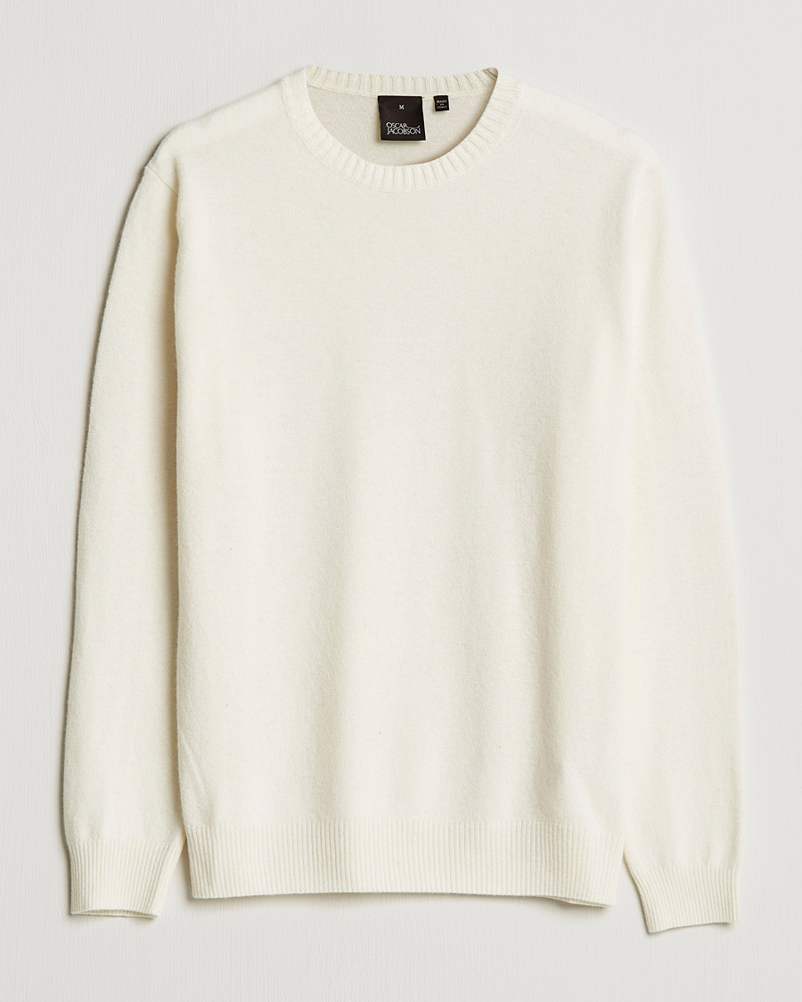 Uomini | Maglieria | Oscar Jacobson | Valter Wool/Cashmere Round Neck Creme