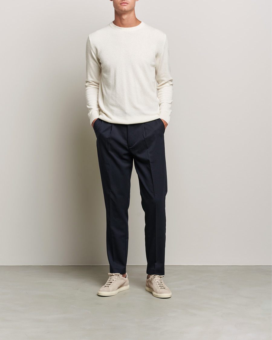 Uomini | Maglieria | Oscar Jacobson | Valter Wool/Cashmere Round Neck Creme