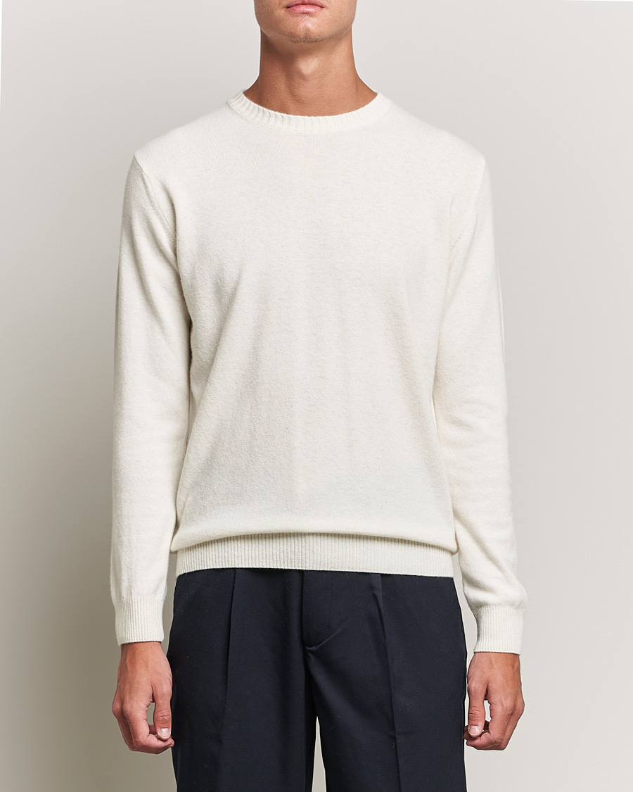 Uomini | Maglieria | Oscar Jacobson | Valter Wool/Cashmere Round Neck Creme
