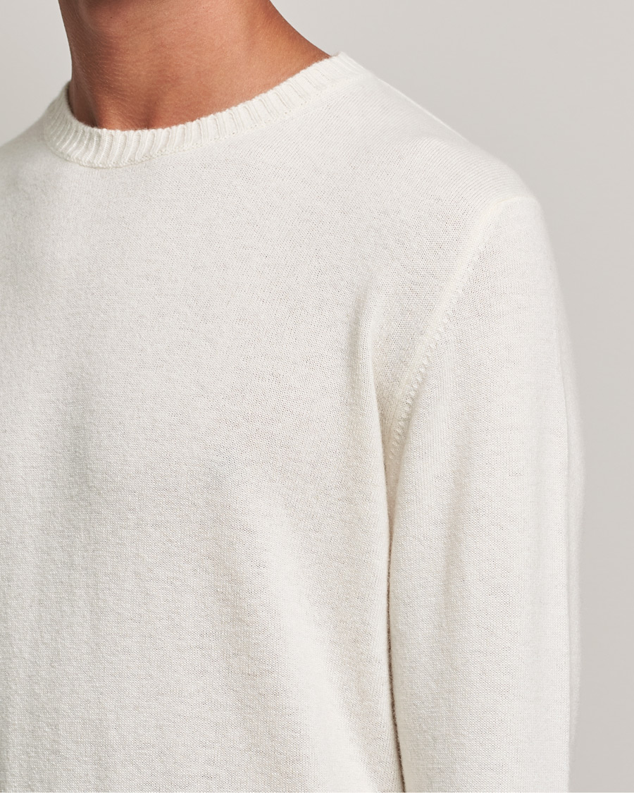 Uomini | Maglieria | Oscar Jacobson | Valter Wool/Cashmere Round Neck Creme