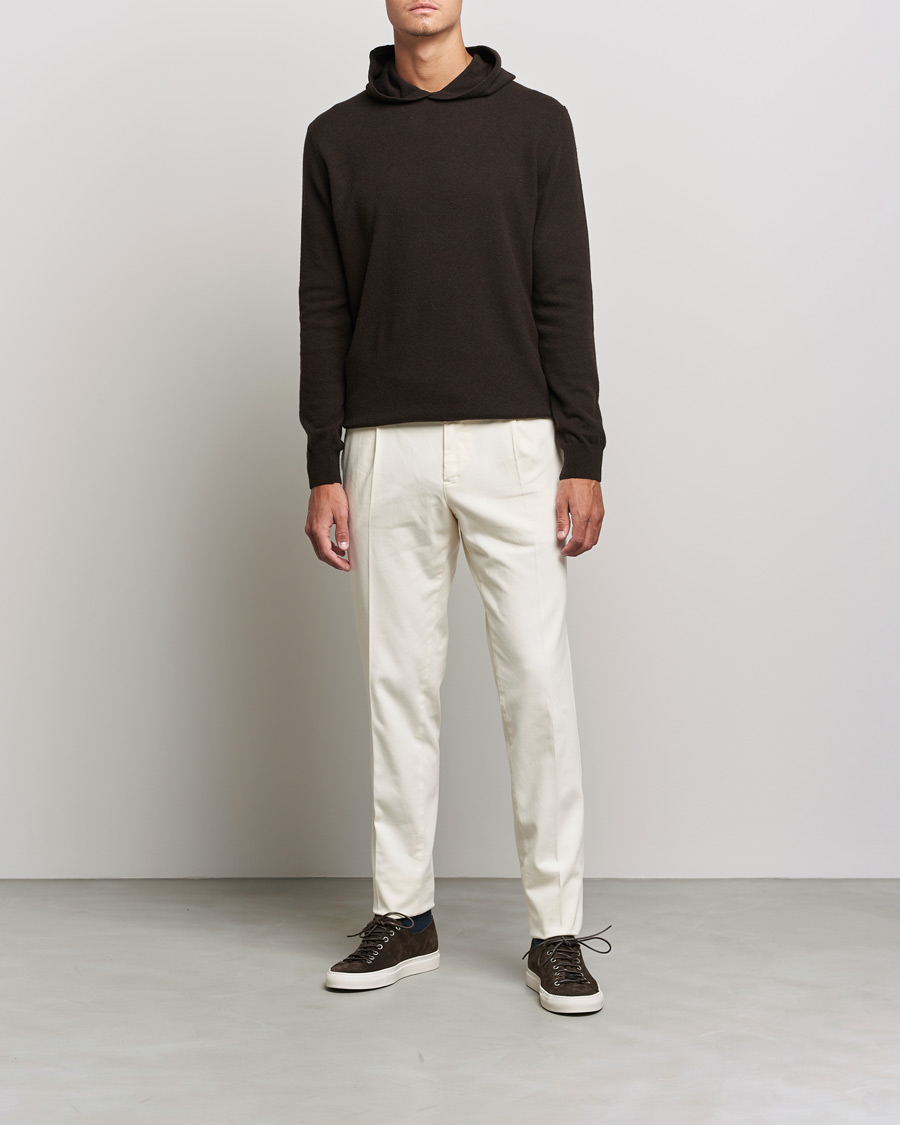 Uomini | Maglieria | Oscar Jacobson | Pascal Wool/Cashmere Hoodie Brown