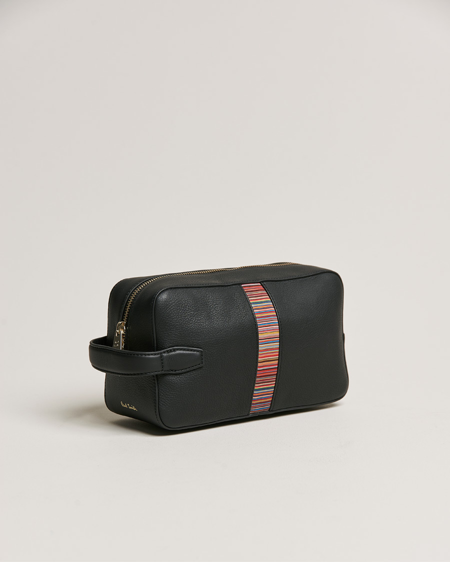 Uomini | Paul Smith Leather Stripe Washbag Black | Paul Smith | Leather Stripe Washbag Black