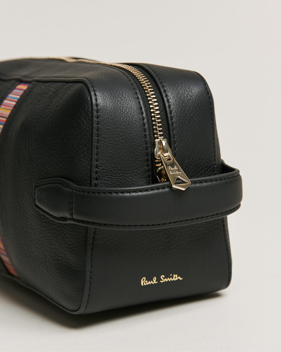 Uomini | Paul Smith Leather Stripe Washbag Black | Paul Smith | Leather Stripe Washbag Black