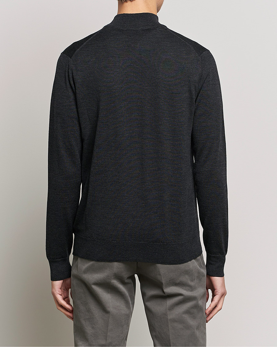 Uomini | Maglieria | Sunspel | Merino Half Zip Sweater Charcoal Melange