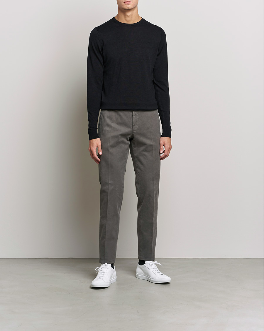Uomini | Maglieria | Sunspel | Crew Neck Jumper Black