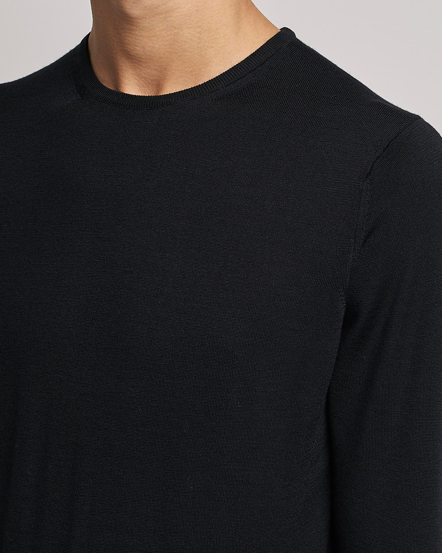 Uomini | Maglieria | Sunspel | Crew Neck Jumper Black