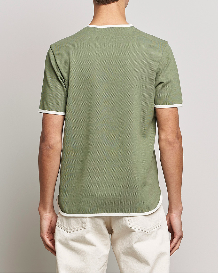 Uomini | T-shirt | Sunspel | Paul Weller Heavy Cotton Pique Henley T-Shirt Dark Sage