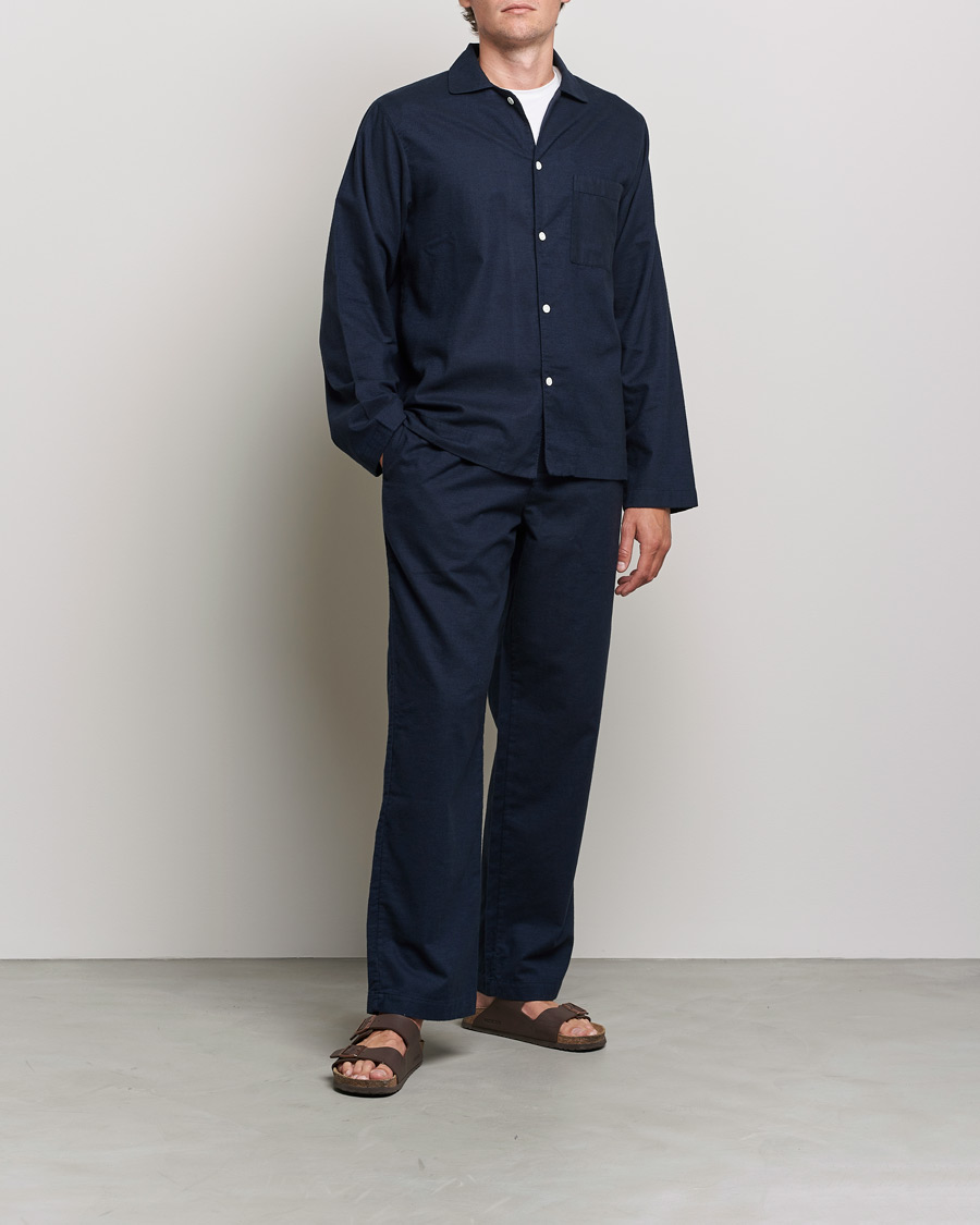 Uomini | Accappatoi & Pigiami | Tekla | Flannel Pyjama Shirt Midnight Blue