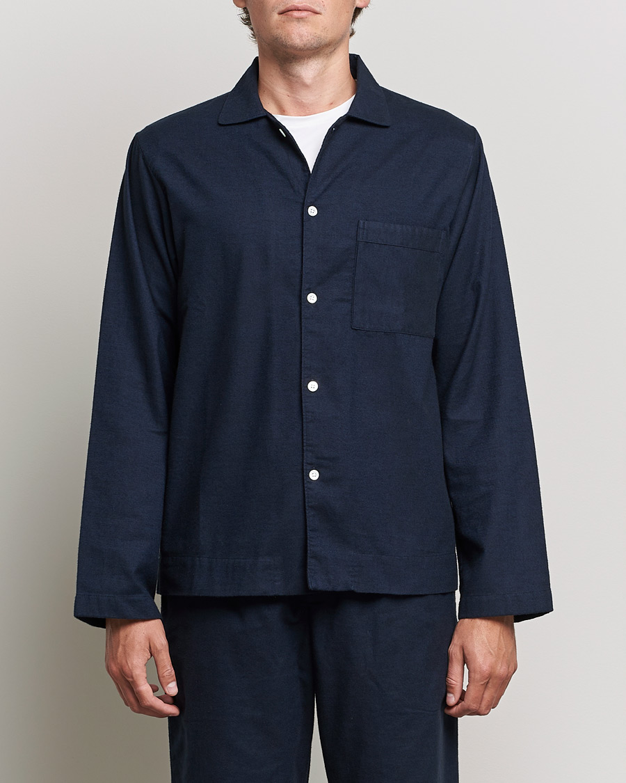 Uomini | Accappatoi & Pigiami | Tekla | Flannel Pyjama Shirt Midnight Blue