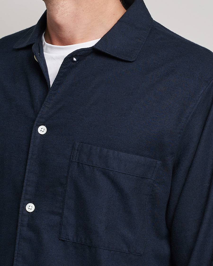 Uomini | Accappatoi & Pigiami | Tekla | Flannel Pyjama Shirt Midnight Blue