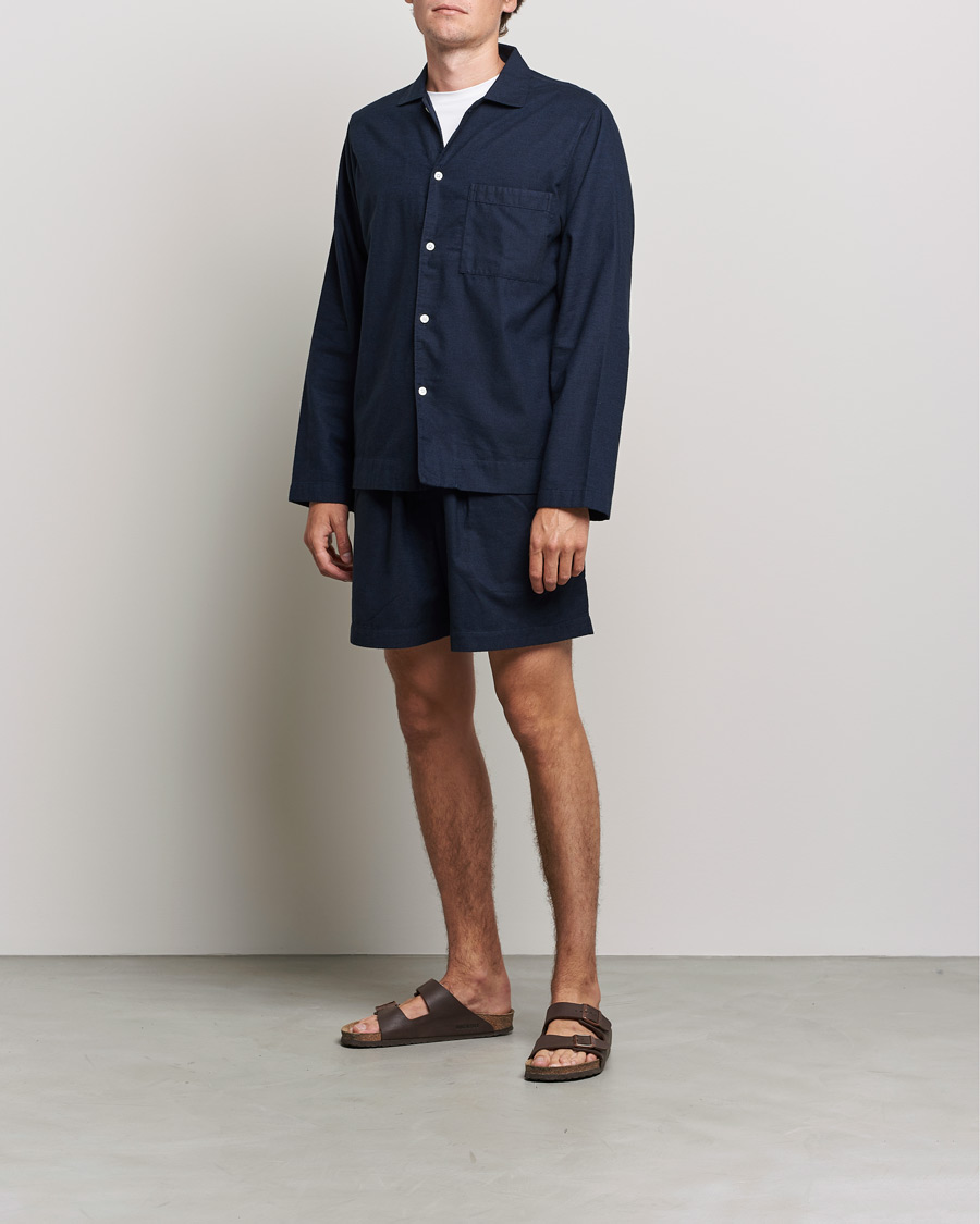 Uomini | Accappatoi & Pigiami | Tekla | Flannel Pyjama Shorts Midnight Blue