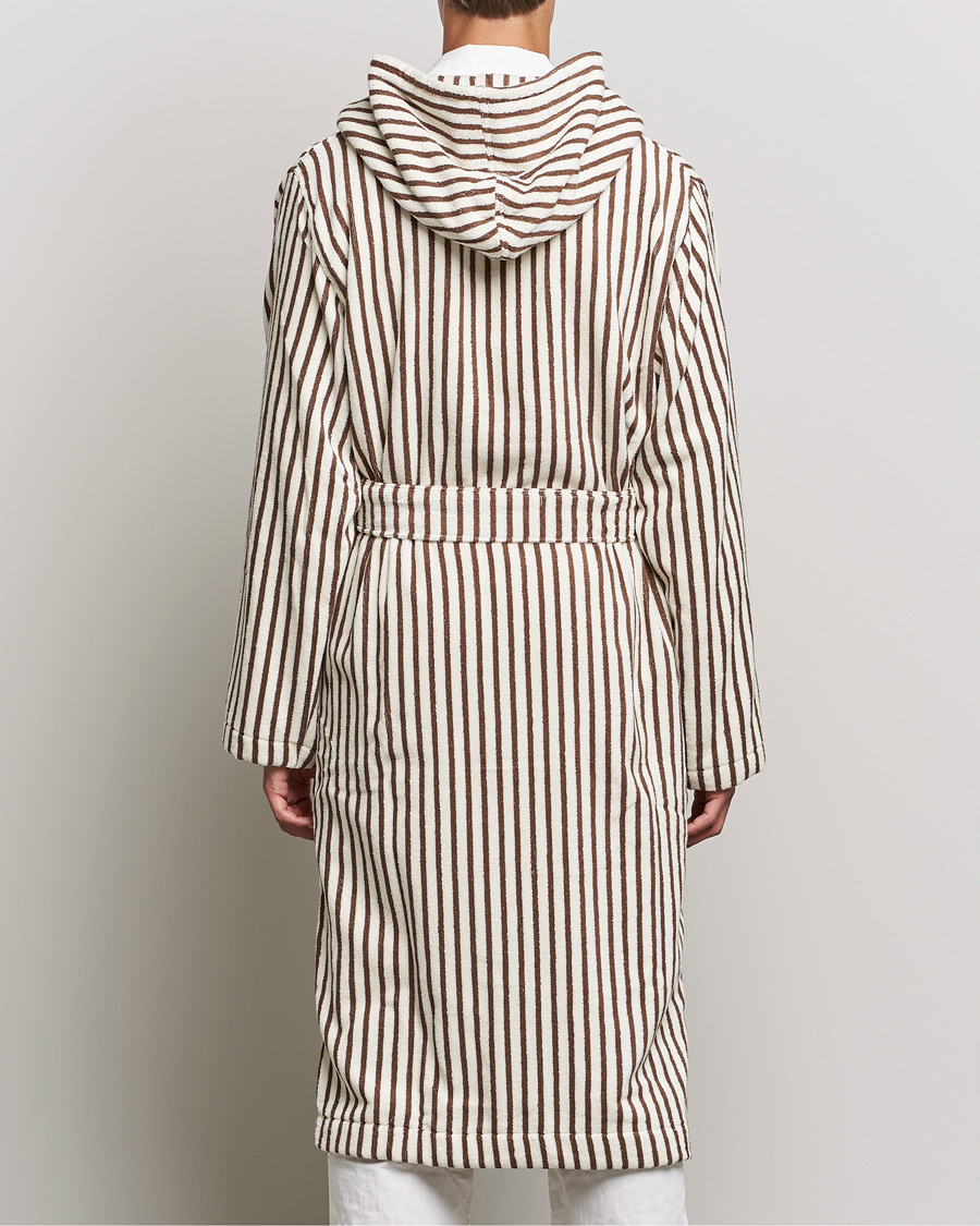 Uomini | Accappatoi & Pigiami | Tekla | Organic Terry Hooded Bathrobe Kodiak Stripes