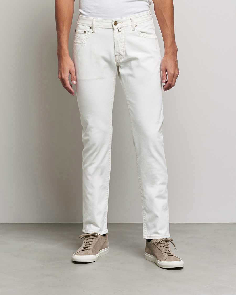 Uomini | Jeans | Jacob Cohën | Nick Bio Cotton Slim Fit Jeans Off White