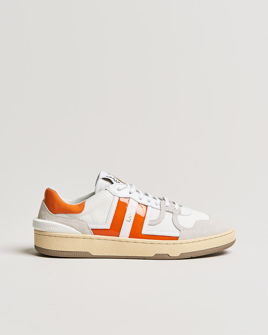 Uomini | Lanvin Clay Low Top Sneakers White/Orange | Lanvin | Clay Low Top Sneakers White/Orange