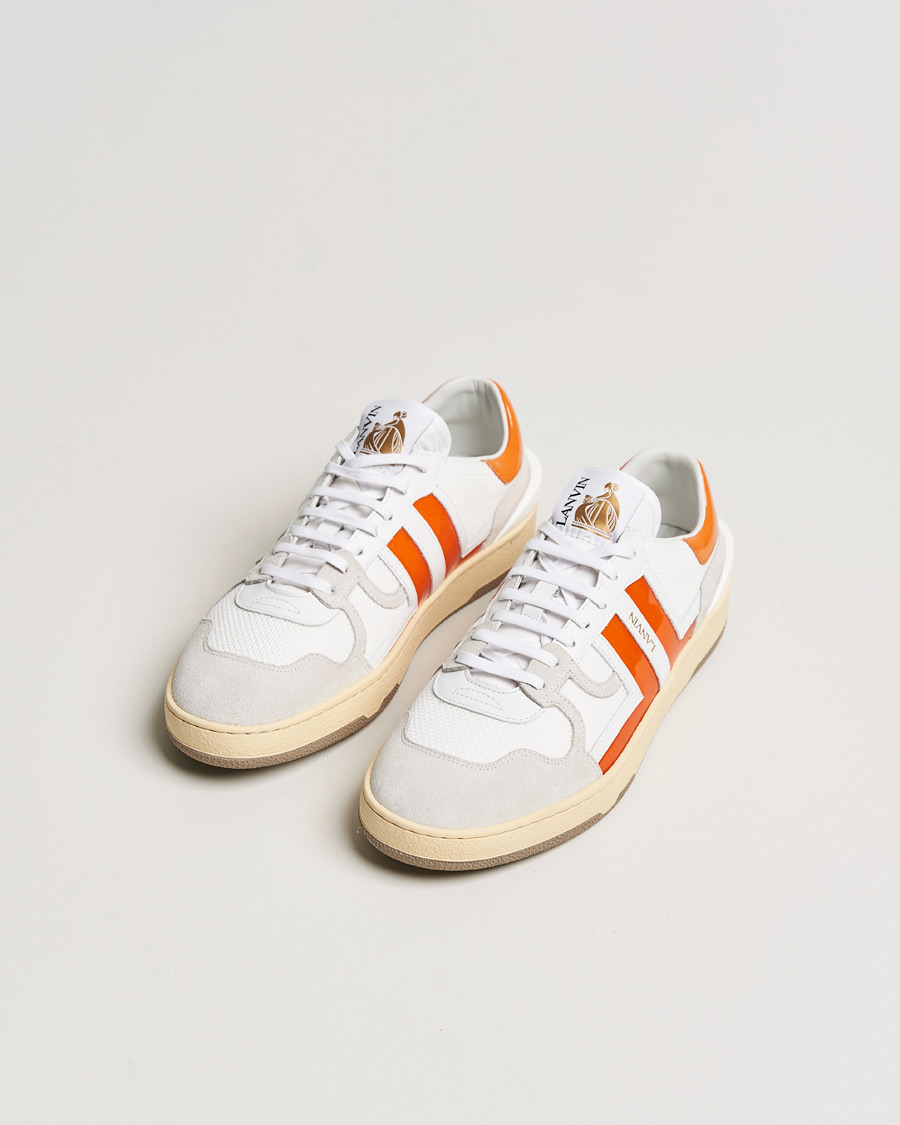 Uomini | Lanvin Clay Low Top Sneakers White/Orange | Lanvin | Clay Low Top Sneakers White/Orange