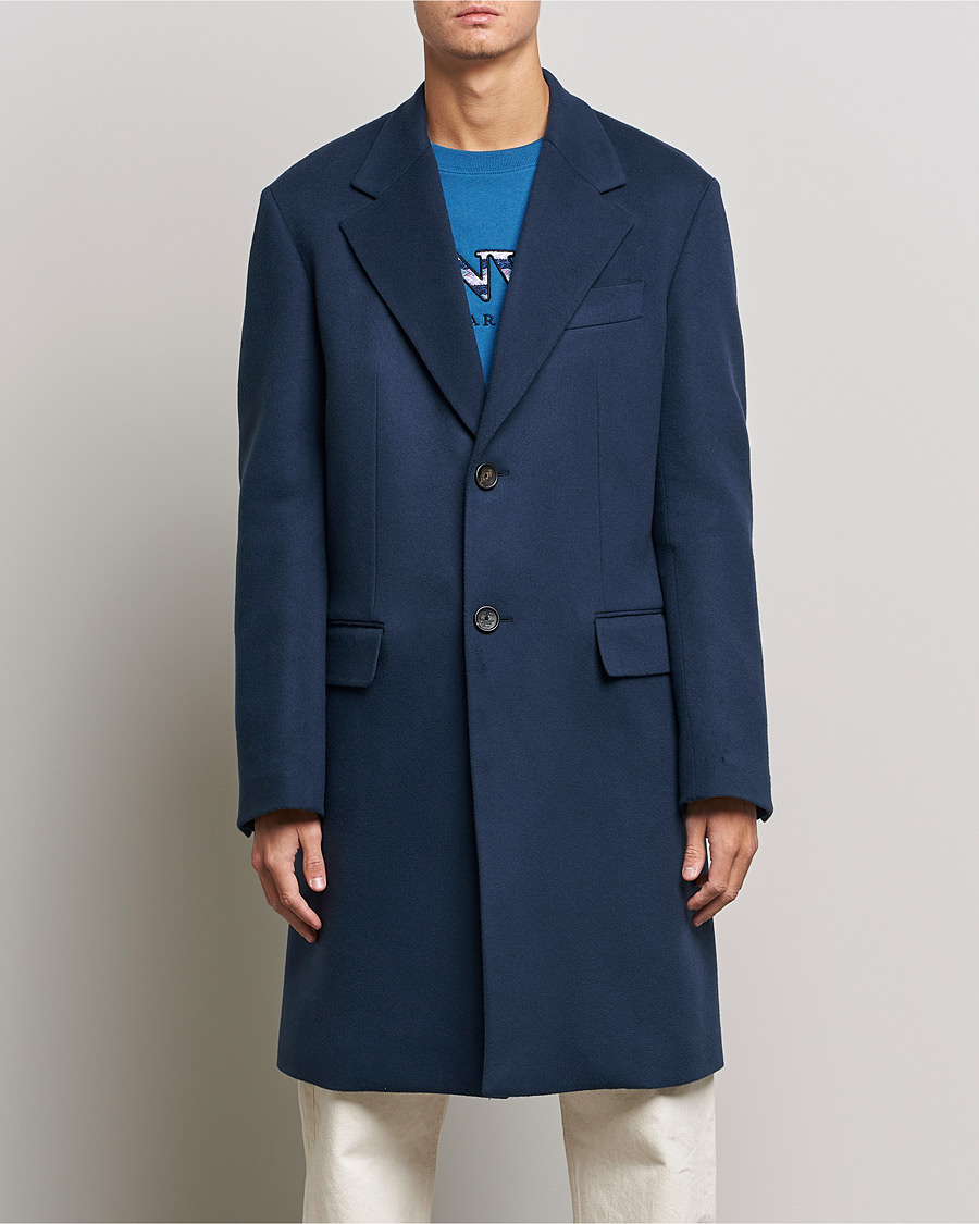 Uomini | Giacche | Lanvin | Classic Wool Coat Midnight Blue