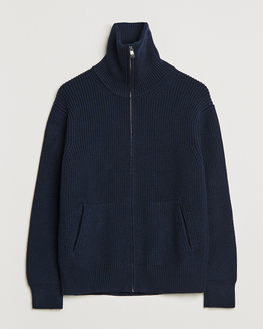 Uomini | Maglieria | Piacenza Cashmere | Heavy Zip Cardigan Navy
