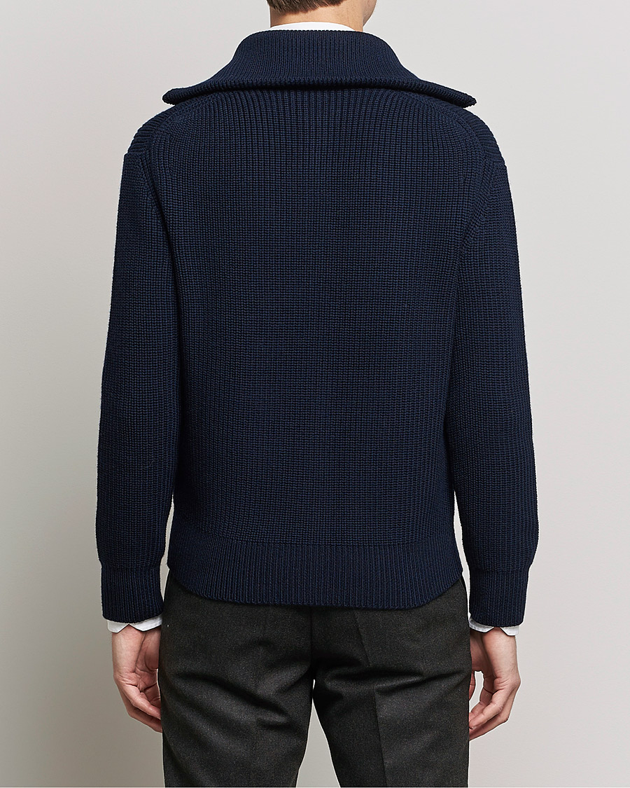 Uomini | Maglieria | Piacenza Cashmere | Heavy Zip Cardigan Navy