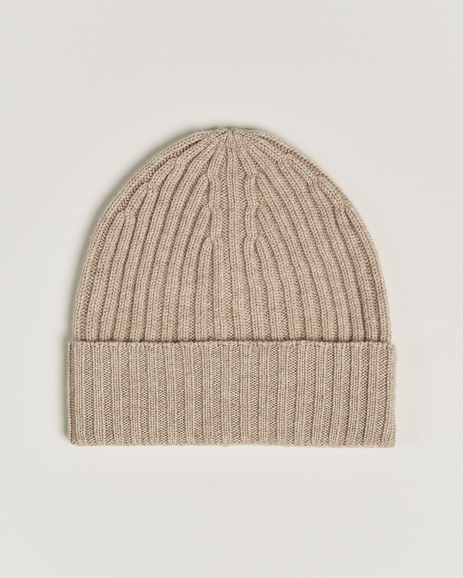 Uomini | Piacenza Cashmere Ribbed Cashmere Beanie Light Beige | Piacenza Cashmere | Ribbed Cashmere Beanie Light Beige