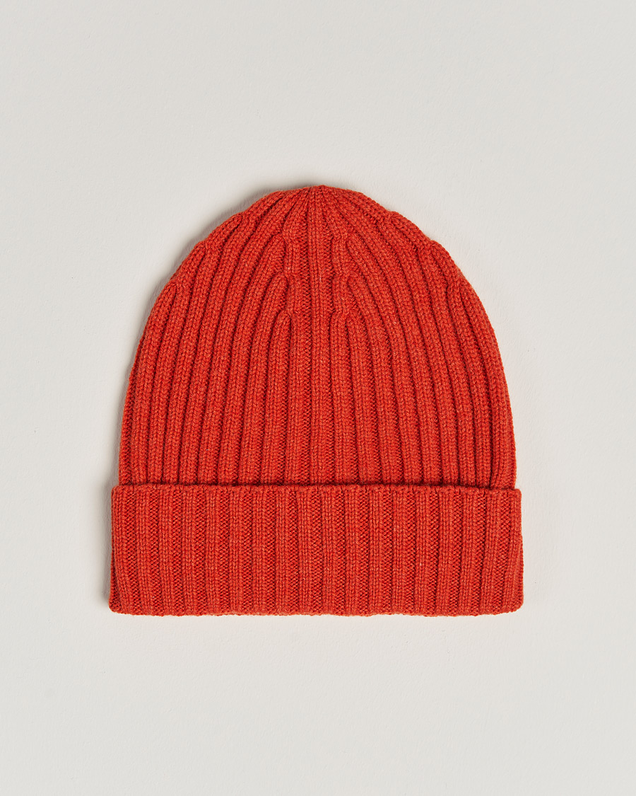 Uomini | Piacenza Cashmere Ribbed Cashmere Beanie Orange | Piacenza Cashmere | Ribbed Cashmere Beanie Orange