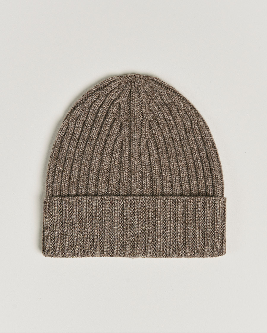 Uomini | Piacenza Cashmere Ribbed Cashmere Beanie Taupe | Piacenza Cashmere | Ribbed Cashmere Beanie Taupe