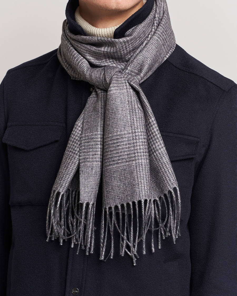 Uomini | Piacenza Cashmere Cashmere/Silk Glencheck Scarf Light Grey | Piacenza Cashmere | Cashmere/Silk Glencheck Scarf Light Grey