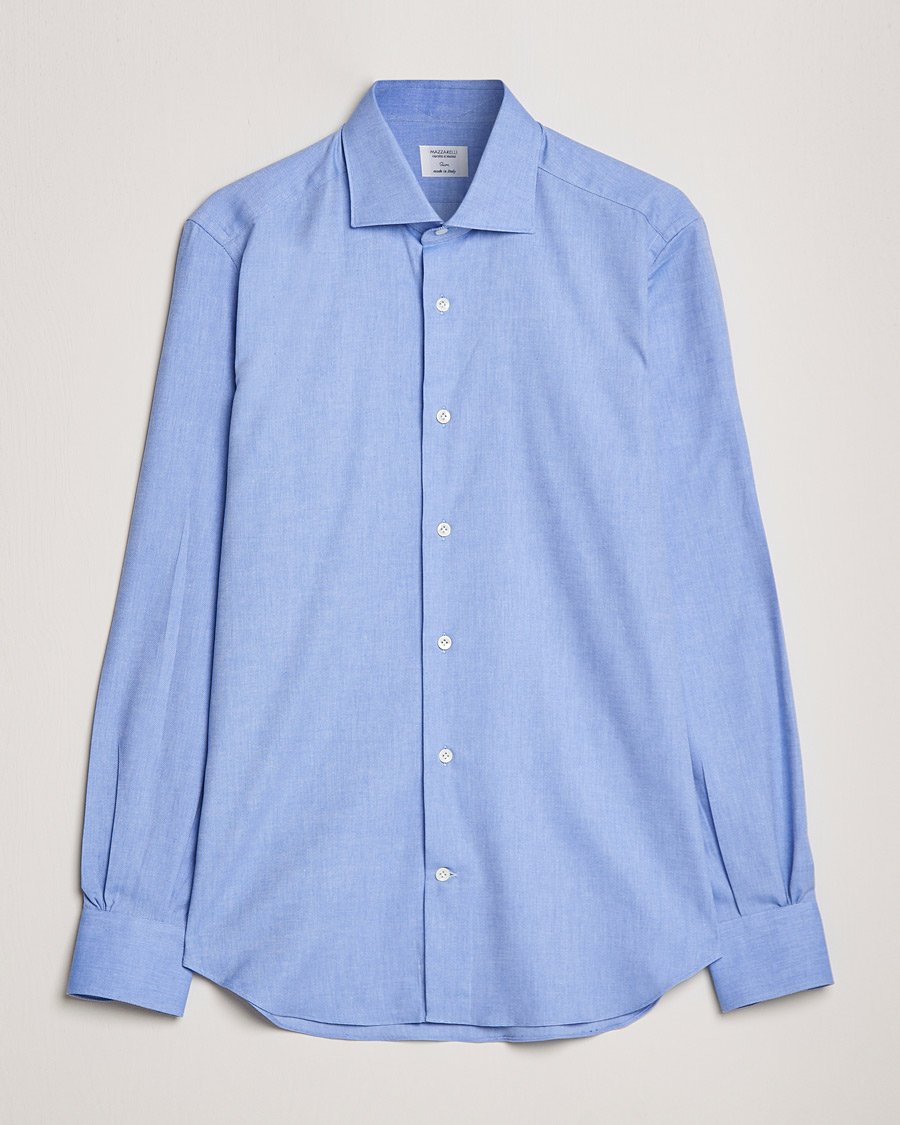 Uomini | Camicie | Mazzarelli | Soft Twill Cotton Shirt Light Blue